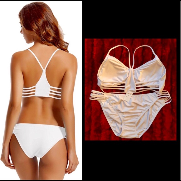 PLUS SIZE WHITE STRAPY BIKINI - Picture 4 of 6